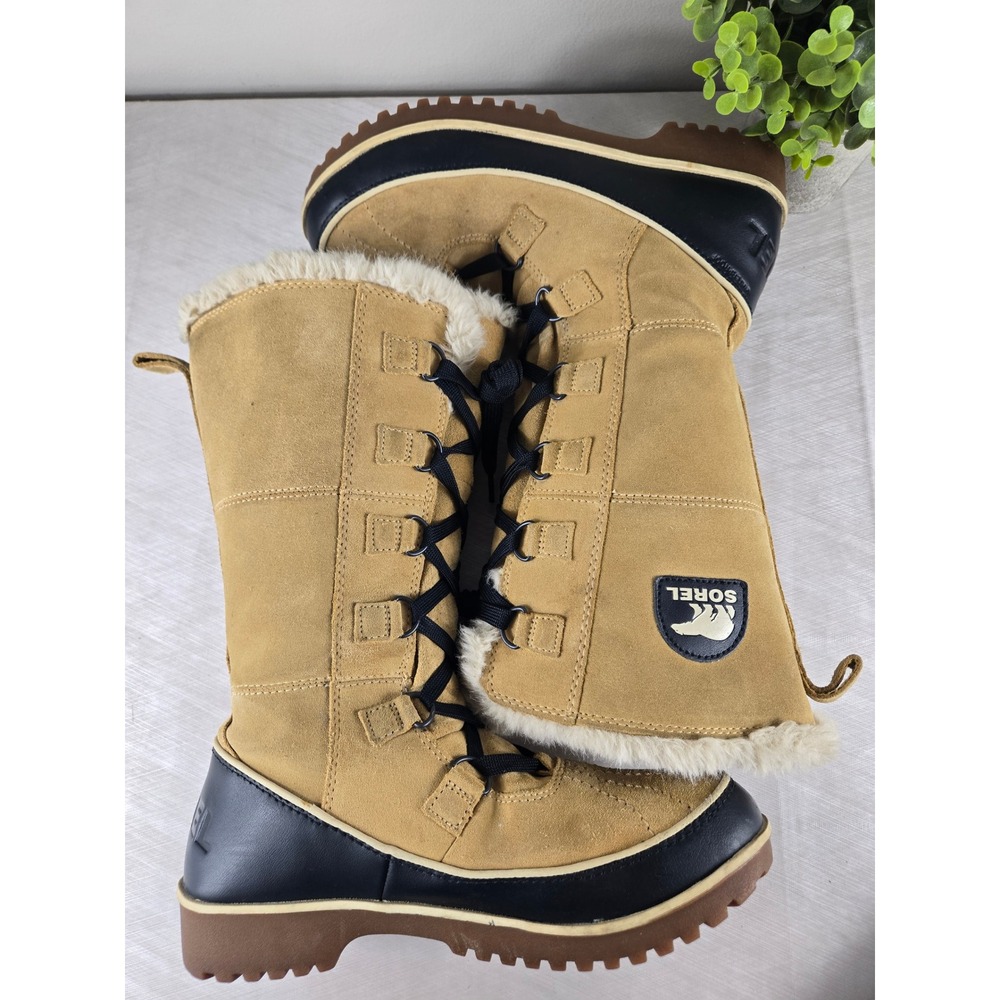 Sorel Tofino Women Tan Black Waterproof Suede Faux Fur Winter Boots SIZE 10 - Picture 7 of 16